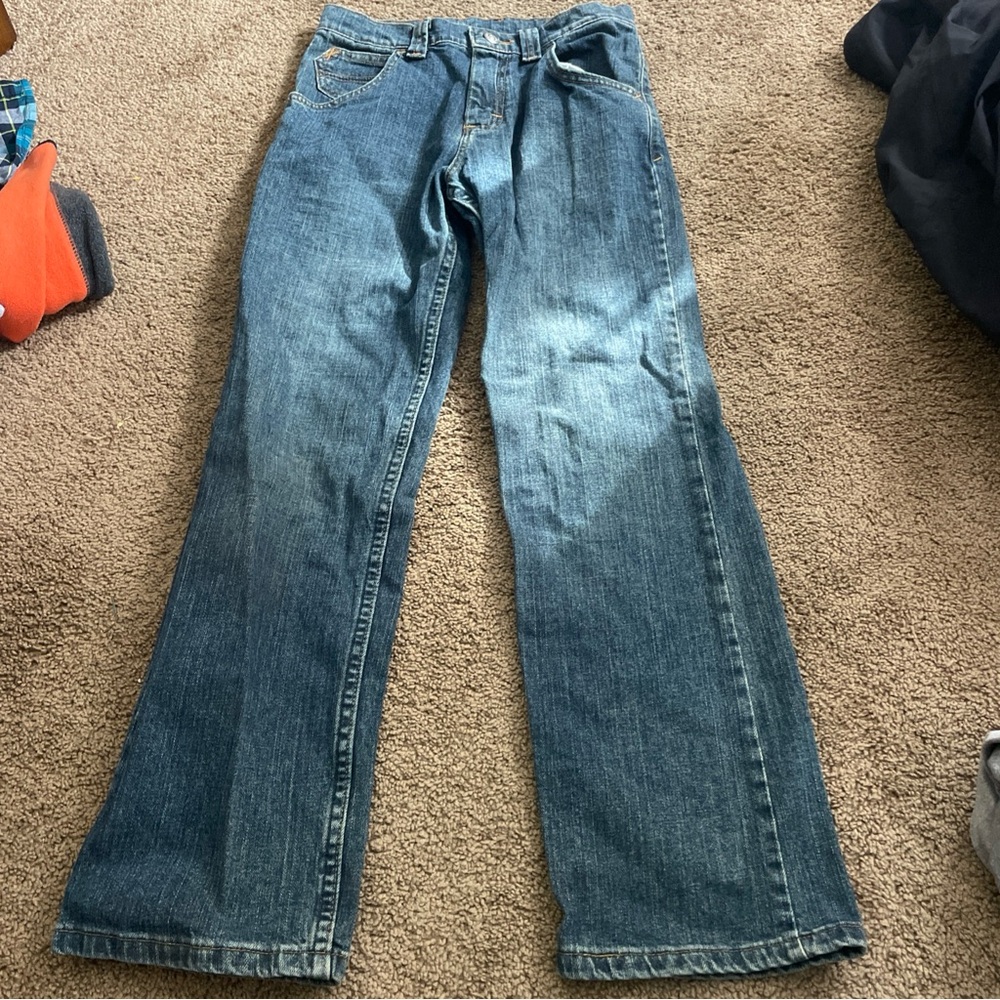 Blue Bootcut Jeans with Worn-In Look